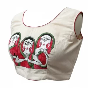 Festival Wear Sleeveless Hand Painted Cotton Blouse