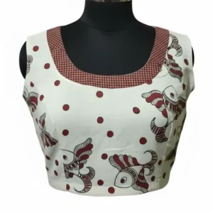 Party Wear Sleeveless Hand Painted Cotton Blouse
