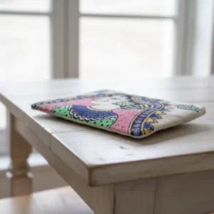 Blue Hand Painted Cotton Pouch Bags