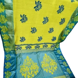 Hand Painted Green Cotton Saree
