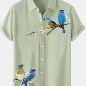 Men Light Green Hand Painted Shirts