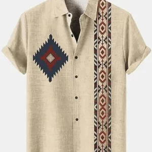 Men Beige Hand Painted Shirts